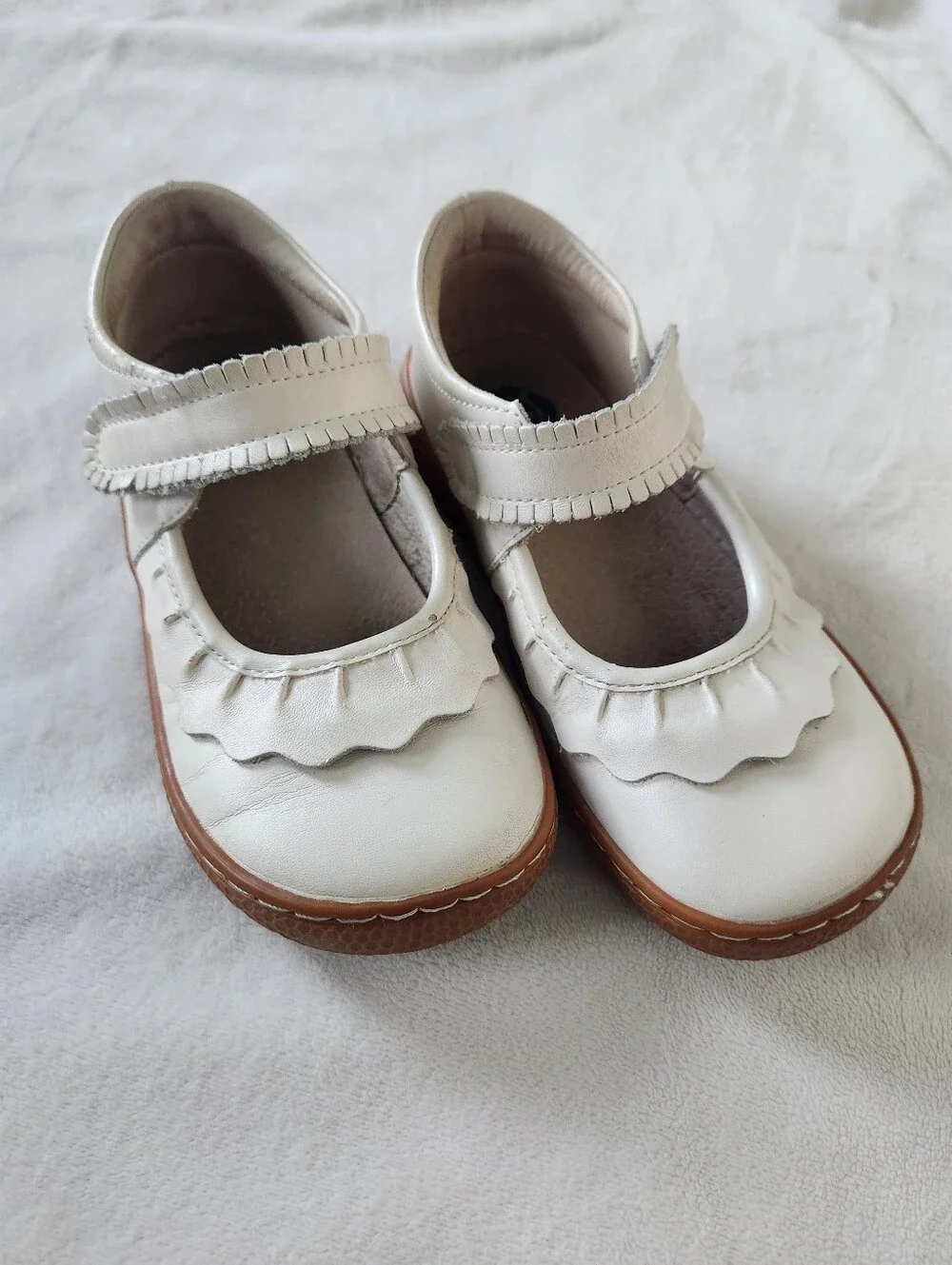 Livie & Luca Girls Ruche White Pearl Mary Jane Shoes